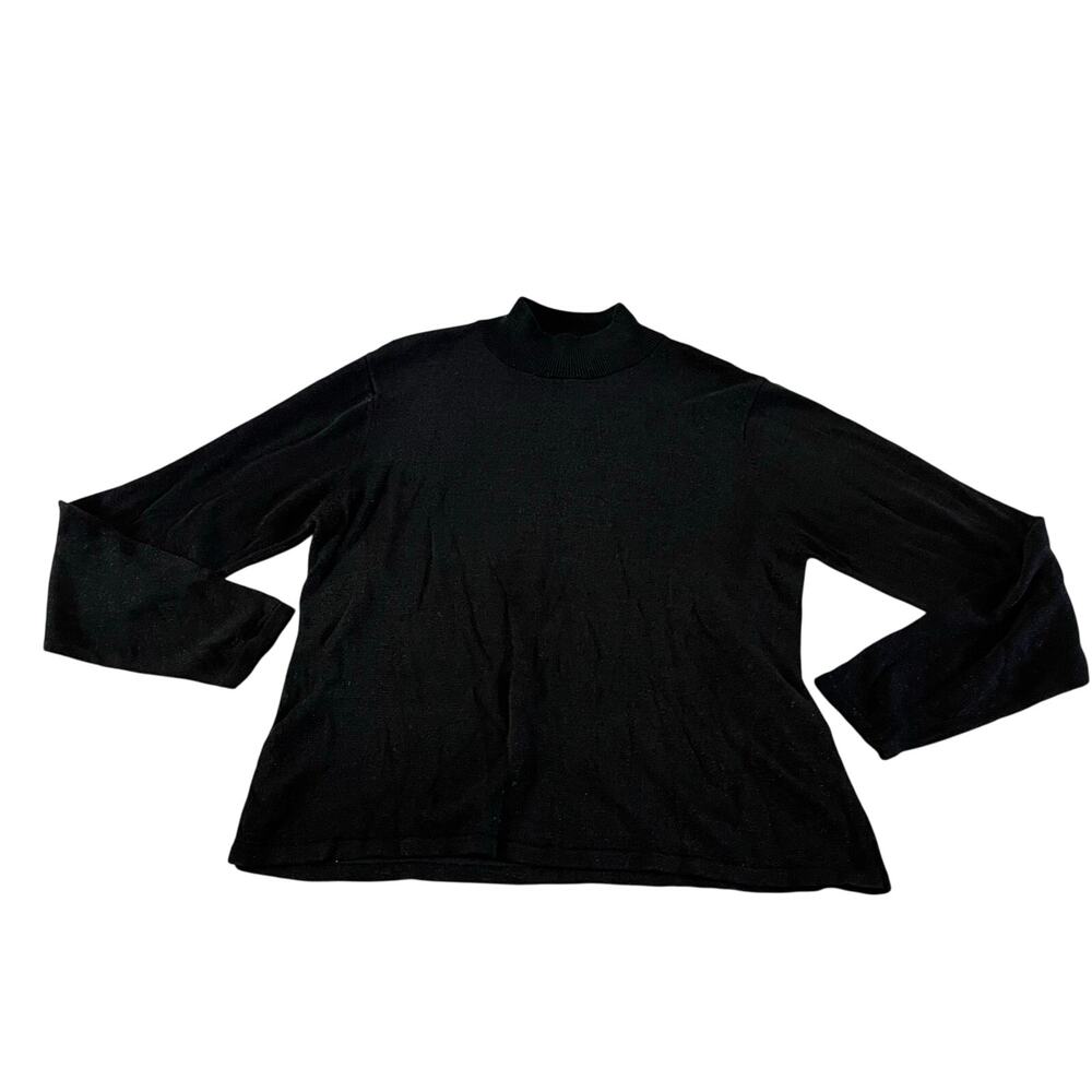 Vtg Y2K 2000s Black Sparkle Turtleneck Top Sz L Whimsigoth Fairy Grunge
